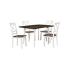 Dera 5 Piece Dining Table Set, 4 Crossback Rubberwood Chairs, Brown, White By Casagear Home