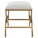 24 Inch Accent Stool Cushioned Double Arched Off White Upholstery Gold By Casagear Home BM309568