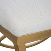 24 Inch Accent Stool, Cushioned, Double Arched, Off White Upholstery, Gold By Casagear Home