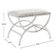 24 Inch Accent Stool Cushioned Double Arched Off White Upholstery Gold By Casagear Home BM309568