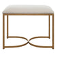 24 Inch Accent Stool, Cushioned Seat, Half Circle Design, Off White, Gold By Casagear Home