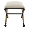 24 Inch Accent Stool Cusioned Seat Iron Black Frame Off White Upholstery By Casagear Home BM309570