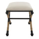 24 Inch Accent Stool Cusioned Seat Iron Black Frame Off White Upholstery By Casagear Home BM309570