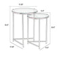 Set of 2 Nesting Tables, Round Clear Tempered Glass Tabletop, Black Frame By Casagear Home