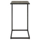 24 Inch Accent Table Open C Shape Gray Shagreen Top Antique Black By Casagear Home BM309574