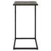 24 Inch Accent Table, Open C Shape, Gray Shagreen Top, Antique Black By Casagear Home