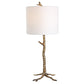 30 Inch Table Lamp, White Round Hardback Drum Shade, Antique Gold Base By Casagear Home