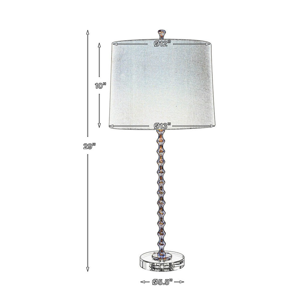 29 Inch Table Lamp, Set of 2, White Tapered Shade, Gold Leaf, Round Base By Casagear Home