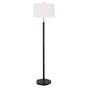 62 Inch Floor Lamp, White Tapered Hardback Shade, Black with Gold Accents By Casagear Home