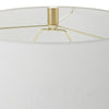 62 Inch Floor Lamp, White Tapered Hardback Shade, Black with Gold Accents By Casagear Home