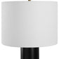 27 Inch Table Lamp, White Round Hardback Drum Shade, Black, Gold Accents By Casagear Home