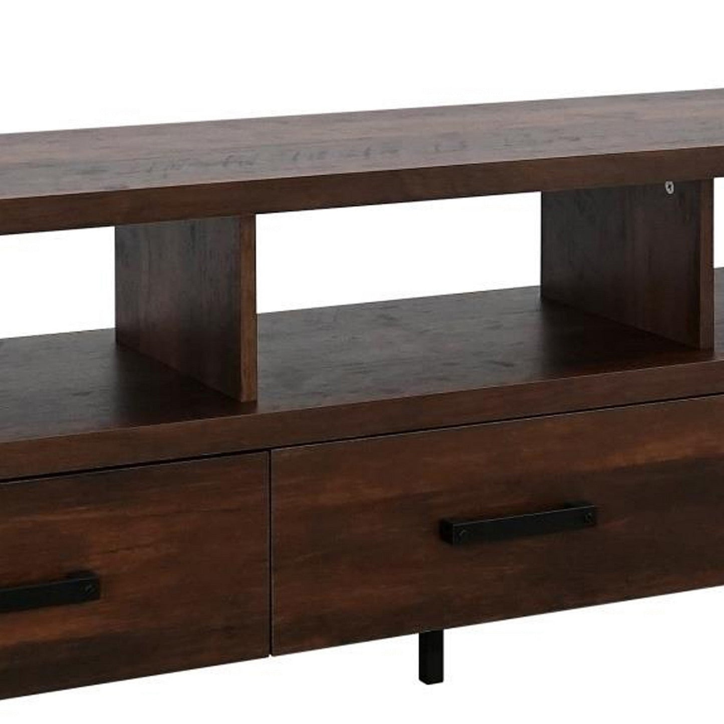 Anny 60 Inch TV Media Entertainment Center, 3 Drawers, Black, Dark Brown By Casagear Home