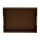 Eli 16 18 Inch Set of 2 Trays Stitched Gold Handles Brown Faux Leather By Casagear Home BM309619