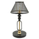 19 Inch Table Lamp, Round Metal Mesh Shade, Hollow Body, Black, Gold Stand By Casagear Home