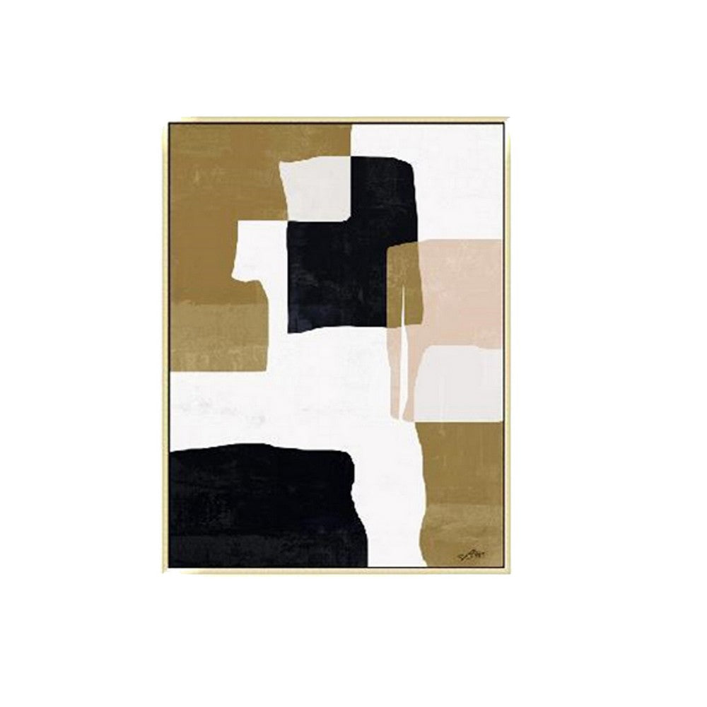 35 x 47 Set of 2 Framed Wall Art, Handpainted Abstract Modern Multicolor By Casagear Home