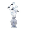 32 Inch Accent Table Lamp, Metal Flowers with Vase Design, Chrome Finish By Casagear Home