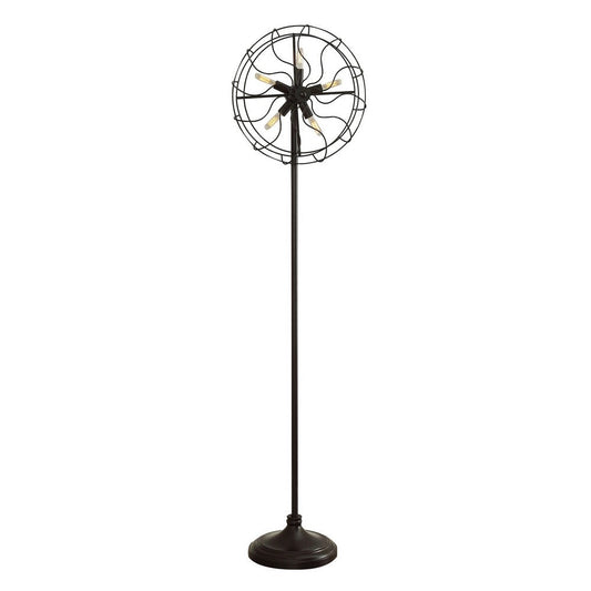 Quinn 63 Inch Accent Floor Lamp, Vintage Fan Design, Antique Bronze Finish By Casagear Home