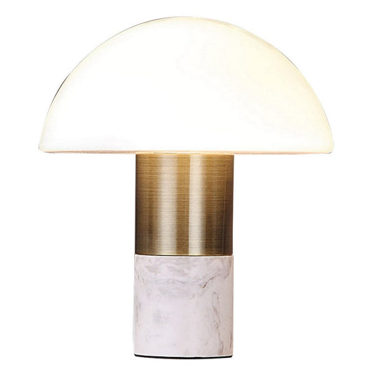 Lumina 15 Inch Table Lamp, Antique Brass Metal, Marble, Dome Shape, Gold By Casagear Home