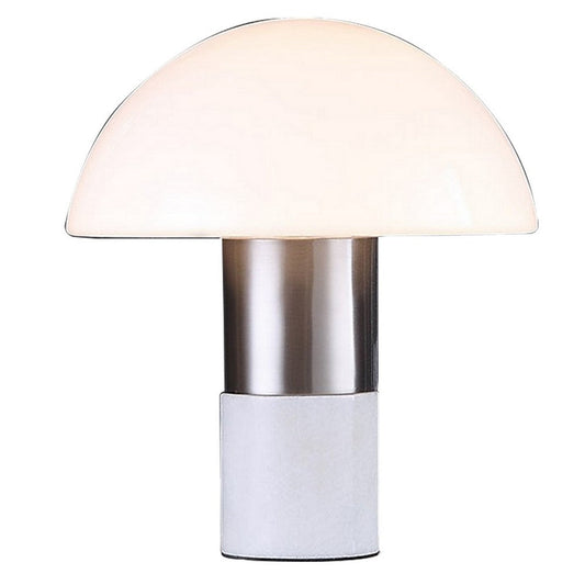 Lumina 15 Inch Table Lamp, Dome Shaped Shade, Slender Metal Stem, Nickel By Casagear Home