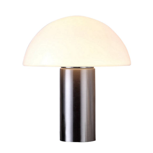 Lumina 15 Inch Table Lamp, Dome Shaped Shade, Slender Metal Stem, Silver By Casagear Home