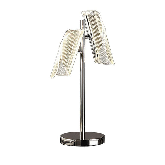 Spark 23 Inch Table Lamp, 2 Cylindrical Shades, Bright Nickel Silver Finish By Casagear Home