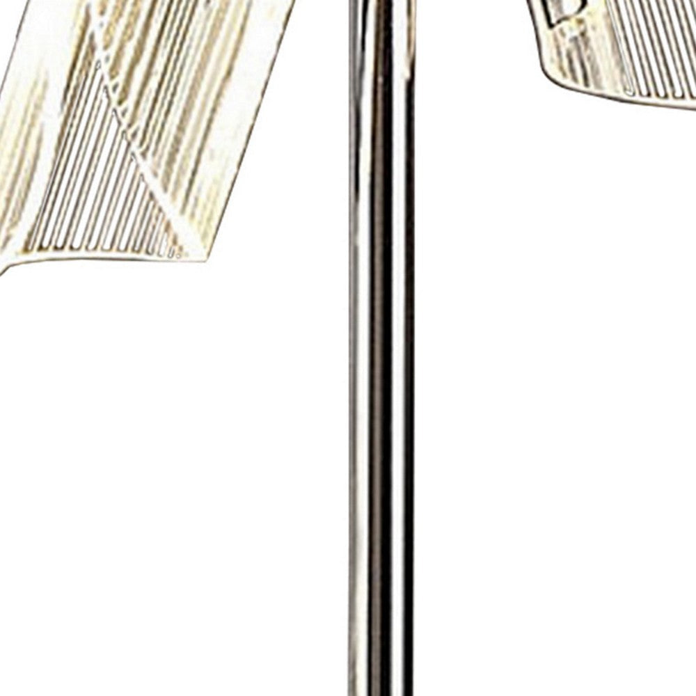 Spark 23 Inch Table Lamp 2 Cylindrical Shades Bright Nickel Silver Finish By Casagear Home BM309685