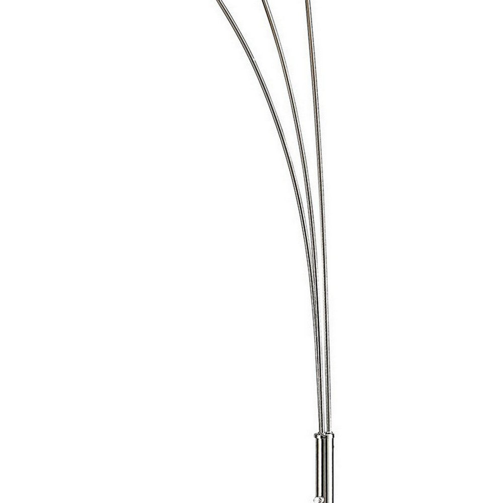 92 Inch 3 Arm Arc Floor Lamp with Modern Round Metal Base, Silver Finish By Casagear Home