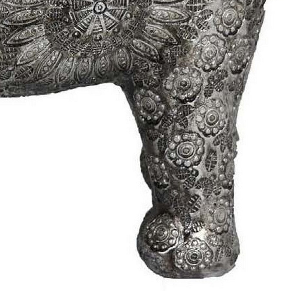 Jery 20 Inch Elephant, Tabletop Decorative Vintage Style Statue, Silver By Casagear Home