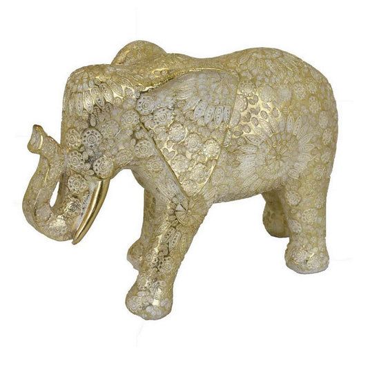 Jery 20 Inch Elephant, Tabletop Decorative Vintage Style Statue, Gold By Casagear Home