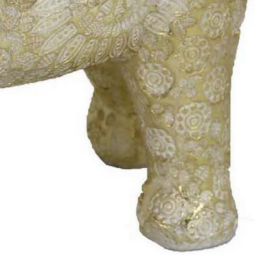 Jery 20 Inch Elephant, Tabletop Decorative Vintage Style Statue, Gold By Casagear Home