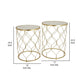 Teli Plant Stand Table Set of 2, Wavy Lattice, Round Marble Top, Gold By Casagear Home