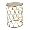 Teli Plant Stand Table Set of 2, Geometric Lattice, Round Marble, Gold By Casagear Home