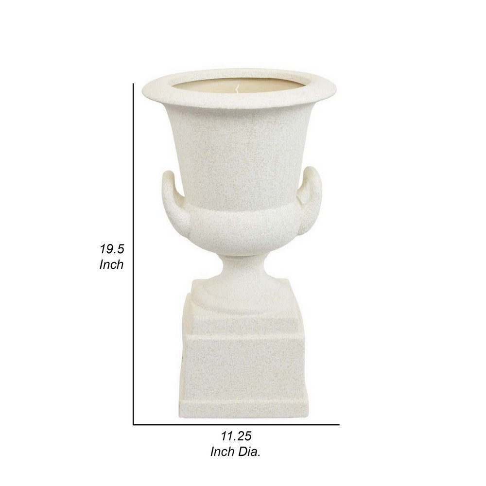 Ravi 20 Inch Planter, Ceramic Vintage Urn Design, Indoor, Outdoor, White By Casagear Home