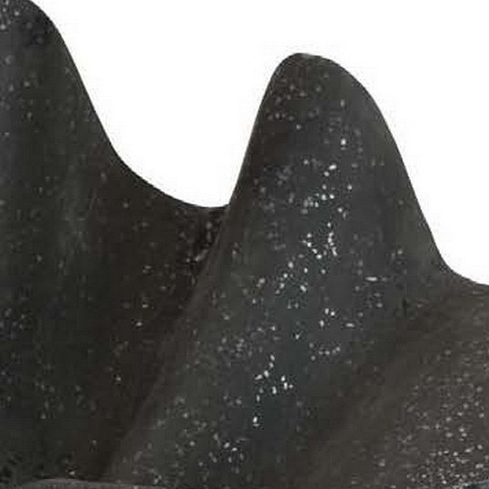 17 Inch Decorative Resin Shell, Smooth Curved Design, Textured Black By Casagear Home