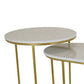 Plant Stand Table Set of 2, Nesting Gold Frames, Rounded Smooth White Tops By Casagear Home
