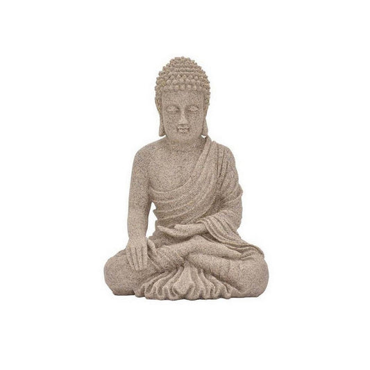 14 Inch Sitting Buddha Figurine, Durable Resin, Classic Textured Brown By Casagear Home