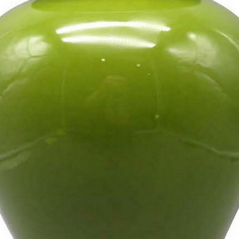 Teli 18 Inch Decorative Temple Ginger Jar, Smooth Ceramic, Glossy Green By Casagear Home
