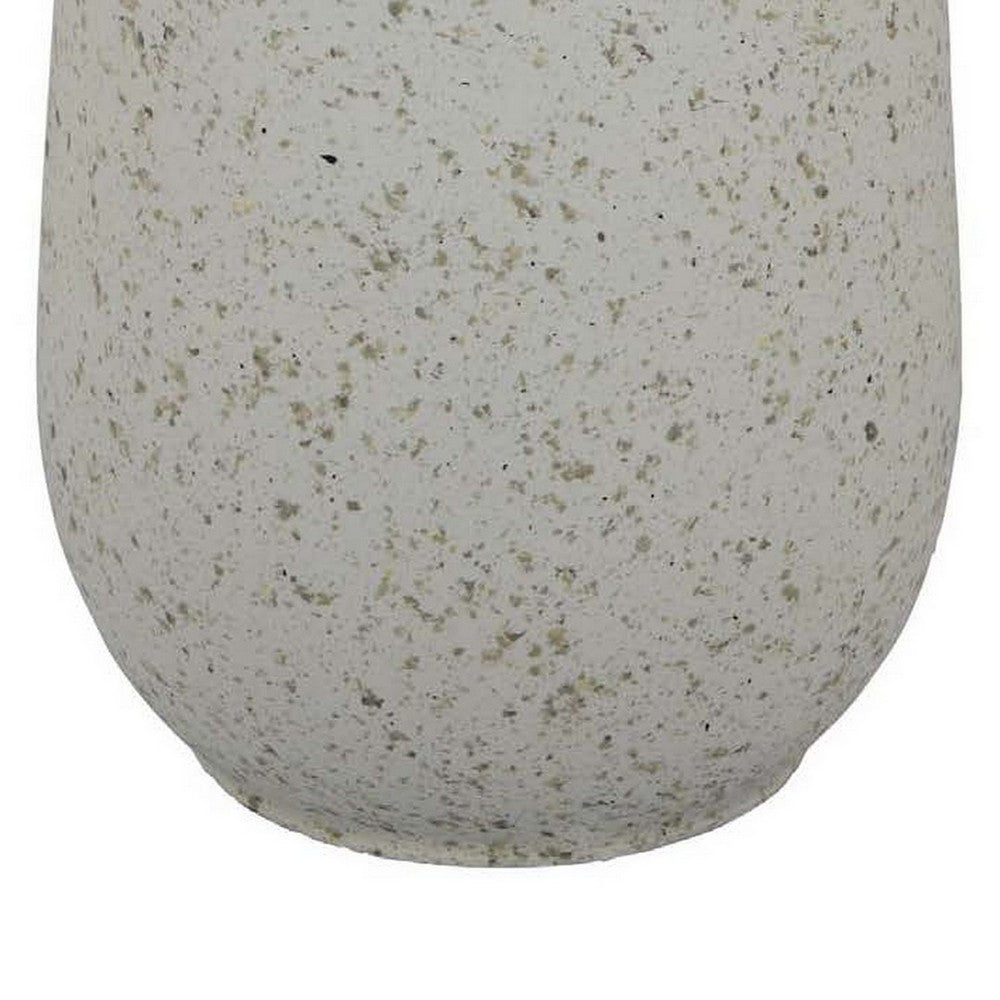 Kine 16 Inch Planter, Small Urn Shape, Stained White Resin, Outdoor Safe By Casagear Home