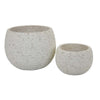 Line 10 Inch Planter Set of 2 Round Shaped Resin Body Textured White By Casagear Home BM309740