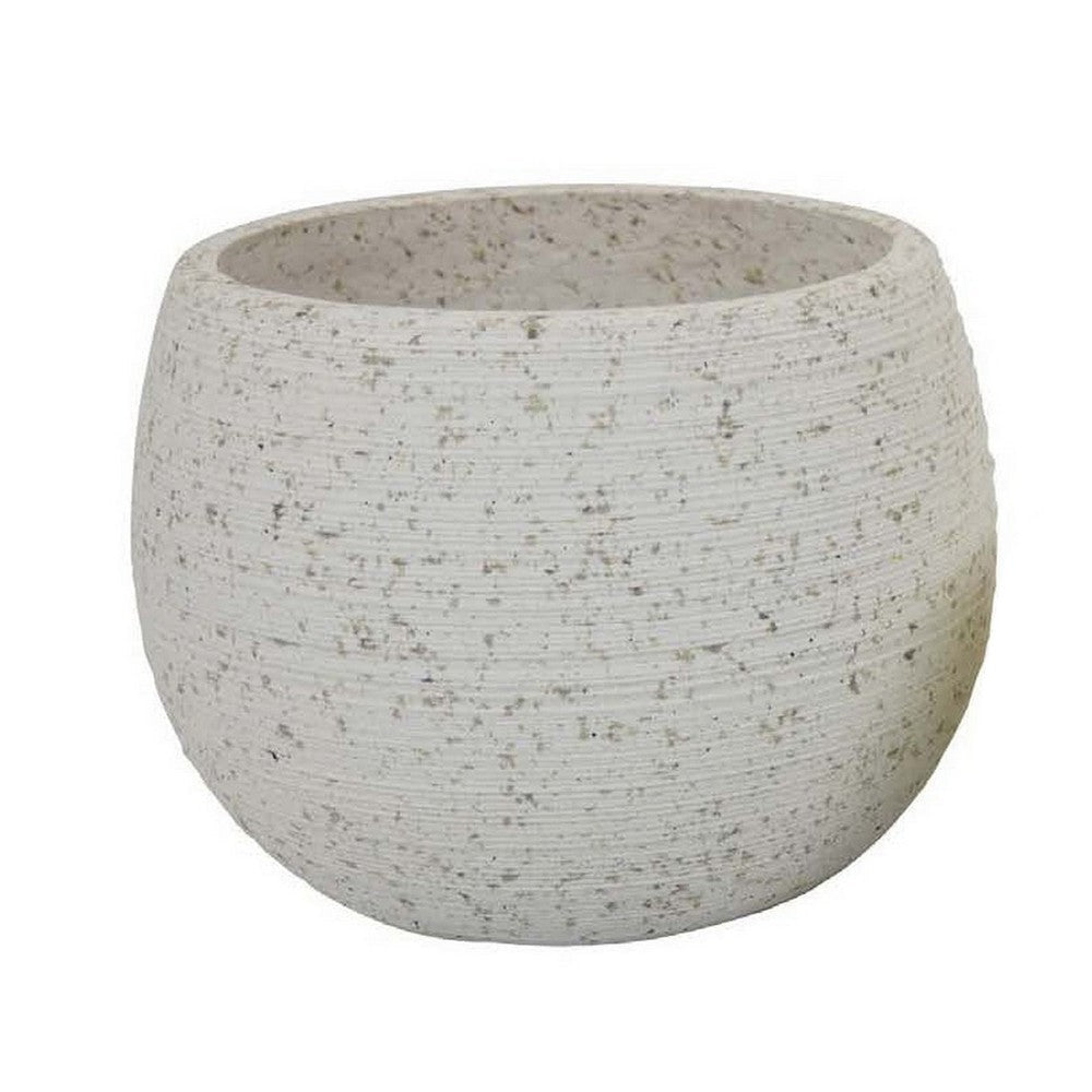 Line 10 Inch Planter Set of 2 Round Shaped Resin Body Textured White By Casagear Home BM309740