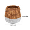 Reno 12 Inch Planter, Rope Woven Design, White and Brown Finished Resin By Casagear Home