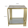 Lee 20 Inch Plant Stand, Square White Marble Top, Open Metal Frame, Gold By Casagear Home