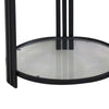Lee 20 Inch Plant Stand, Round White Marble Top, Open Metal Frame, Black By Casagear Home