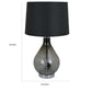 24 Inch Table Lamp, Black Finish Drum Shaped Shade, Bulb Style Glass Body By Casagear Home