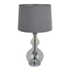 Muna 26 Inch Table Lamp, Cone Style Shade, Turned Glass Body, Transparent By Casagear Home