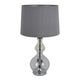 Muna 26 Inch Table Lamp, Cone Style Shade, Turned Glass Body, Transparent By Casagear Home