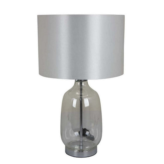 Lilo 24 Inch Table Lamp, Drum Shade, Jar Style Glass Body, Transparent By Casagear Home