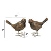 6 Inch Accent Bird Figurine Set of 2, Rustic Bronze Resin, Standing Posture By Casagear Home