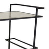 Nia 36 Inch Plant Stand, 2 Glass Shelves, Rolling Wheels, Black Finish By Casagear Home