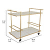 Nia 36 Inch Plant Stand, 2 Glass Shelves, Rolling Wheels, Gold Finish By Casagear Home